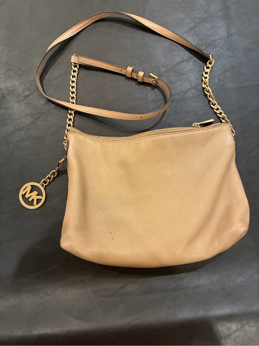 Micheal Kors tan leather crossbody bag